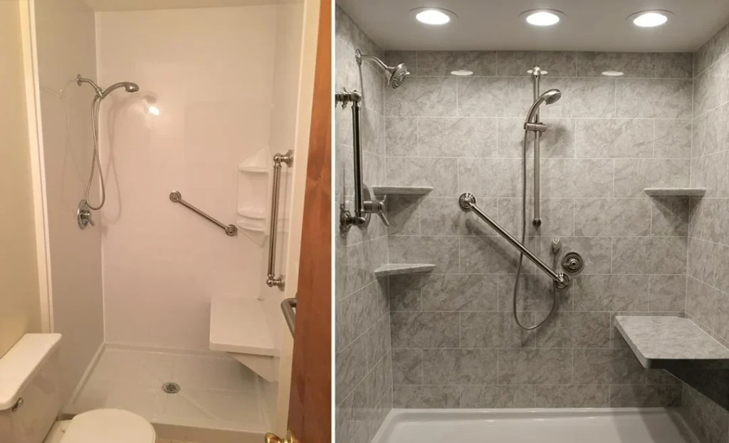 before and after bathroom renovation